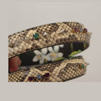 Dolce & Gabbana Beige Exotic Leather Crystals Reversible Shoulder Strap