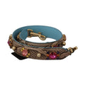 Dolce & Gabbana Brown Exotic Leather Crystals Shoulder Strap