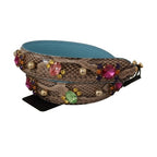 Dolce & Gabbana Brown Exotic Leather Crystals Shoulder Strap