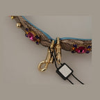 Dolce & Gabbana Brown Exotic Leather Crystals Shoulder Strap