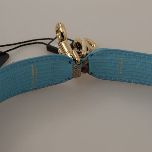 Dolce & Gabbana Brown Exotic Leather Crystals Shoulder Strap