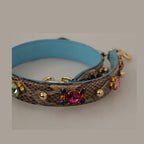 Dolce & Gabbana Brown Exotic Leather Crystals Shoulder Strap