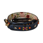 Dolce & Gabbana Blue Exotic Leather Crystals Reversible Shoulder Strap