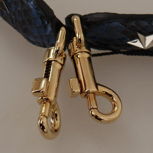 Dolce & Gabbana Blue Exotic Leather Crystals Reversible Shoulder Strap