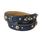 Dolce & Gabbana Blue Exotic Leather Crystals Shoulder Strap