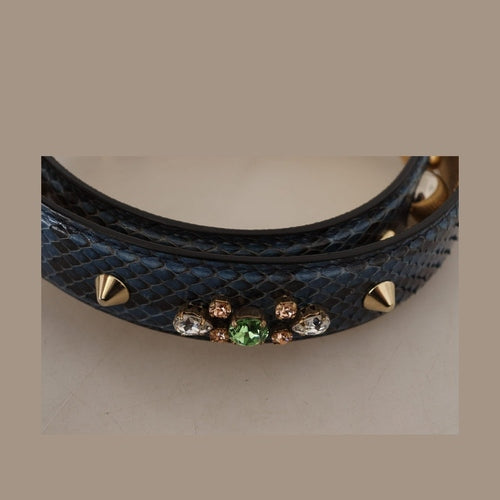Dolce & Gabbana Blue Exotic Leather Crystals Shoulder Strap