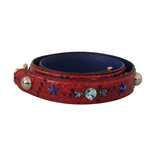 Dolce & Gabbana Red Exotic Leather Crystals Shoulder Strap