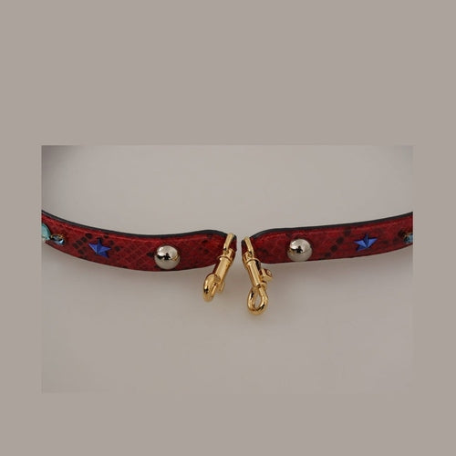 Dolce & Gabbana Red Exotic Leather Crystals Shoulder Strap