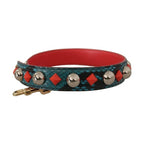 Dolce & Gabbana Green Crystals Leather Bag Shoulder Strap