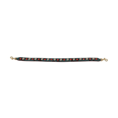Dolce & Gabbana Green Crystals Leather Bag Shoulder Strap