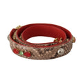 Dolce & Gabbana Brown Python Leather Crystals Shoulder Strap