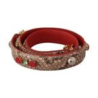 Dolce & Gabbana Brown Python Leather Crystals Shoulder Strap