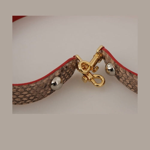 Dolce & Gabbana Brown Python Leather Crystals Shoulder Strap