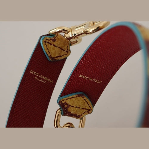 Dolce & Gabbana Yellow Red Leather Gold Tone Shoulder Strap