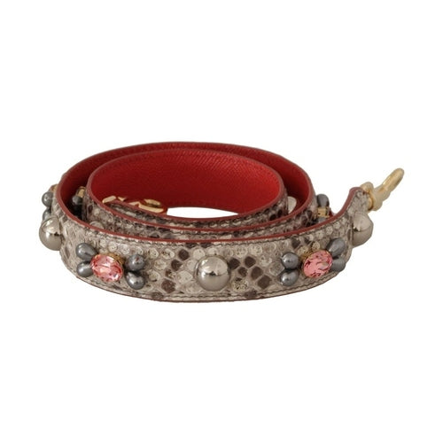 Dolce & Gabbana Beige Exotic Leather Studded Shoulder Strap