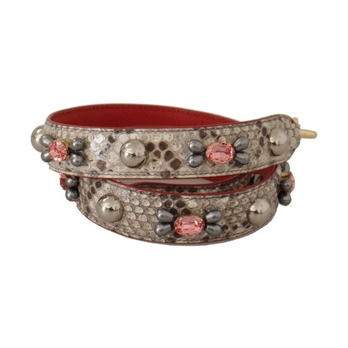 Beige Exotic Leather Studded Shoulder Strap