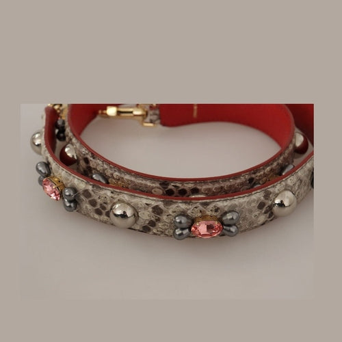 Dolce & Gabbana Beige Exotic Leather Studded Shoulder Strap
