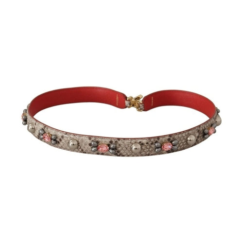 Dolce & Gabbana Beige Exotic Leather Studded Shoulder Strap