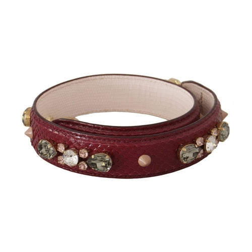 Dolce & Gabbana Bordeaux Leather Crystals Bag Shoulder Strap