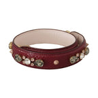Dolce & Gabbana Bordeaux Leather Crystals Bag Shoulder Strap