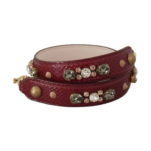 Dolce & Gabbana Bordeaux Leather Crystals Bag Shoulder Strap