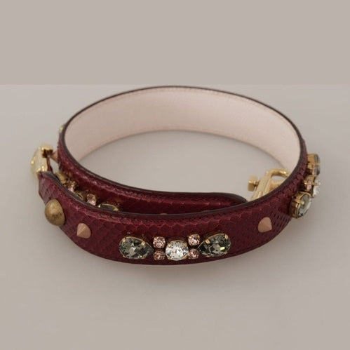 Dolce & Gabbana Bordeaux Leather Crystals Bag Shoulder Strap