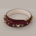 Dolce & Gabbana Bordeaux Leather Crystals Bag Shoulder Strap
