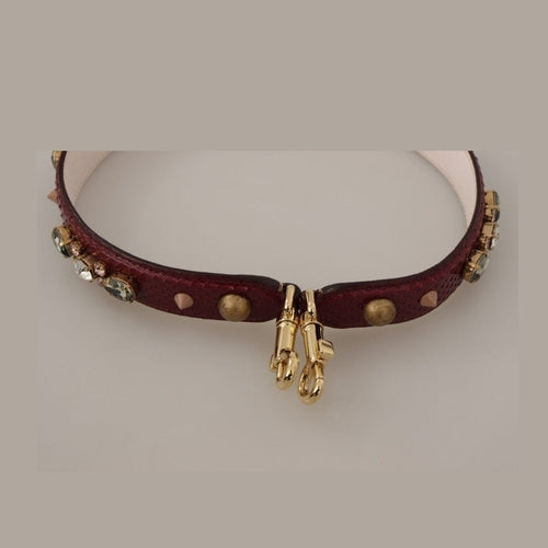Dolce & Gabbana Bordeaux Leather Crystals Bag Shoulder Strap