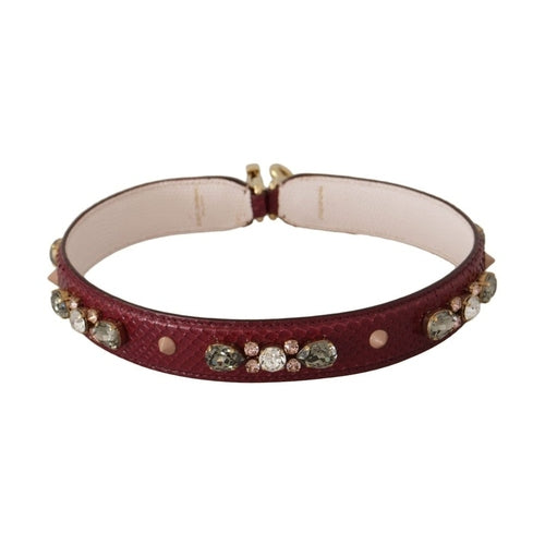 Dolce & Gabbana Bordeaux Leather Crystals Bag Shoulder Strap