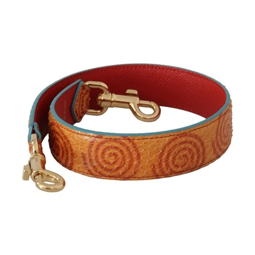 Dolce & Gabbana Orange Leather Swirl Print Bag Shoulder Strap