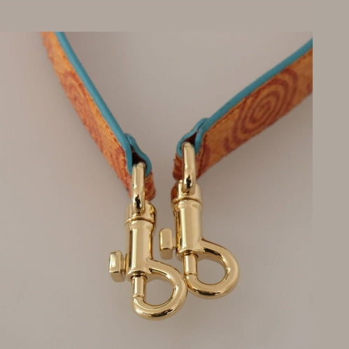 Dolce & Gabbana Orange Leather Swirl Print Bag Shoulder Strap