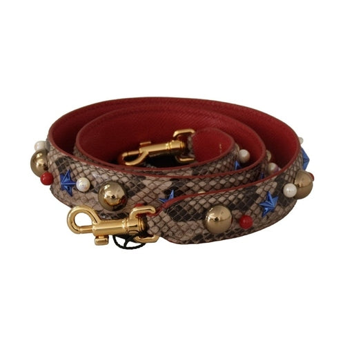 Dolce & Gabbana Brown Python Leather Studded Shoulder Strap