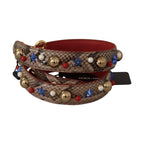 Dolce & Gabbana Brown Python Leather Studded Shoulder Strap