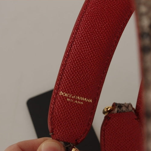 Dolce & Gabbana Brown Python Leather Studded Shoulder Strap