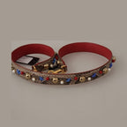 Dolce & Gabbana Brown Python Leather Studded Shoulder Strap