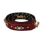 Dolce & Gabbana Red Python Leather Crystals Reversible Shoulder Strap