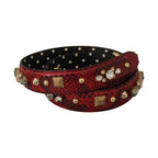 Dolce & Gabbana Red Python Leather Crystals Reversible Shoulder Strap