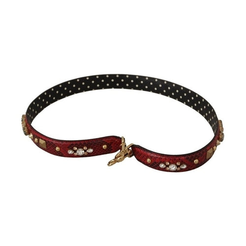 Dolce & Gabbana Red Python Leather Crystals Reversible Shoulder Strap