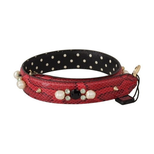 Dolce & Gabbana Red Python Leather Crystals Reversible Shoulder Strap