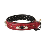 Dolce & Gabbana Red Python Leather Crystals Reversible Shoulder Strap