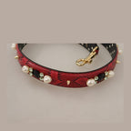 Dolce & Gabbana Red Python Leather Crystals Reversible Shoulder Strap