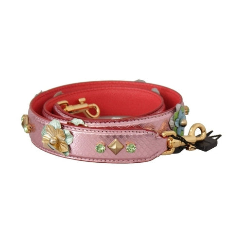 Dolce & Gabbana Metallic Pink Leather Studded Shoulder Strap