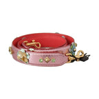 Dolce & Gabbana Metallic Pink Leather Studded Shoulder Strap