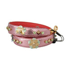 Dolce & Gabbana Metallic Pink Leather Studded Shoulder Strap