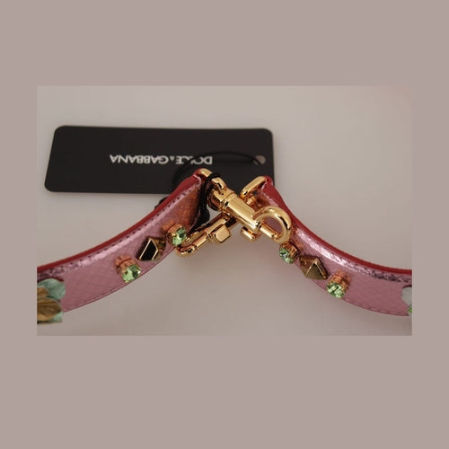 Dolce & Gabbana Metallic Pink Leather Studded Shoulder Strap