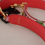 Dolce & Gabbana Metallic Pink Leather Studded Shoulder Strap