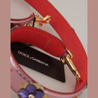 Dolce & Gabbana Metallic Pink Leather Studded Shoulder Strap