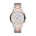 Emporio Armani Silver and Bronze Steel Chronograph Watch