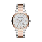 Emporio Armani Silver and Bronze Steel Chronograph Watch