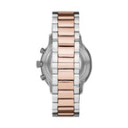 Emporio Armani Silver and Bronze Steel Chronograph Watch